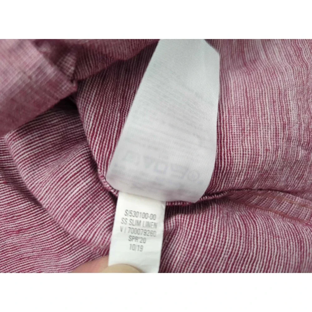 Banana Republic Button Up Shirt Mens XL Pink Slim Fit 55%‎ Linen Pockets Casual